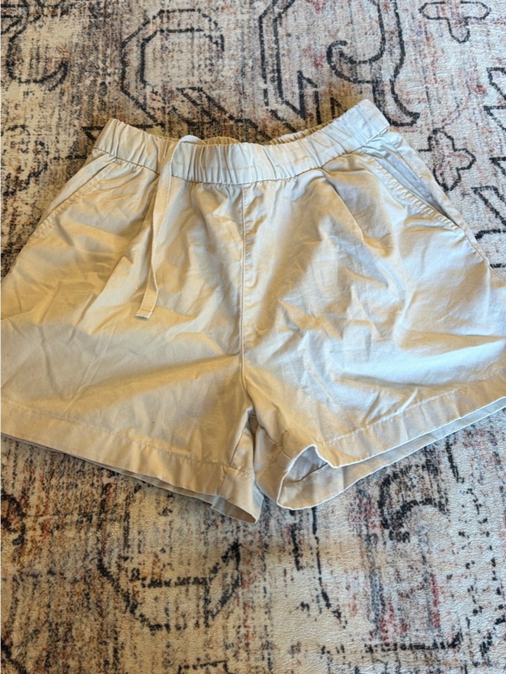 Women’s Beige Cotton Drawstring Shorts S